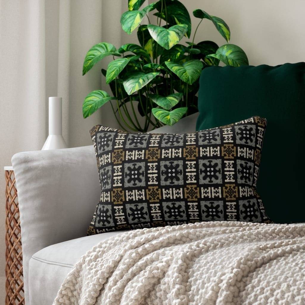 Egyptian Pattern Spun Polyester Lumbar Pillow